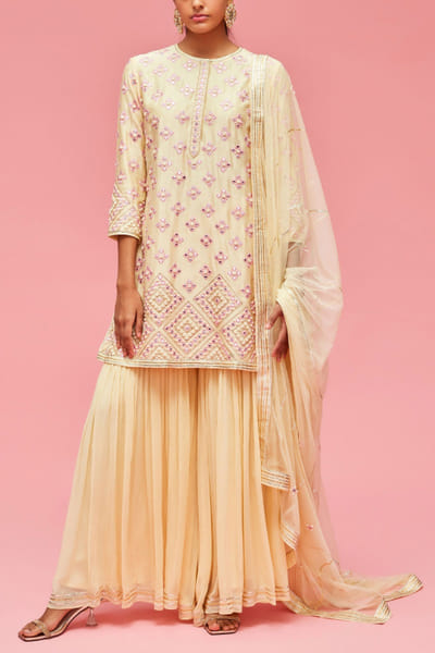 Butter yellow gharara set