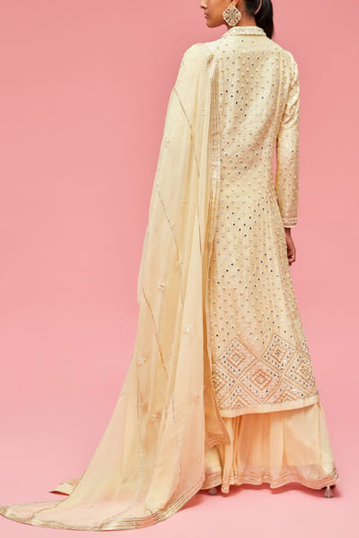Nachiket Barve Butter yellow kalidar set NABAPR2220