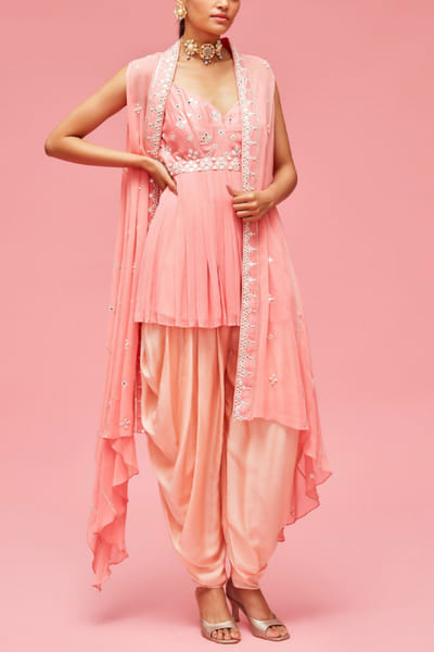 Peach gelato cape and dhoti set