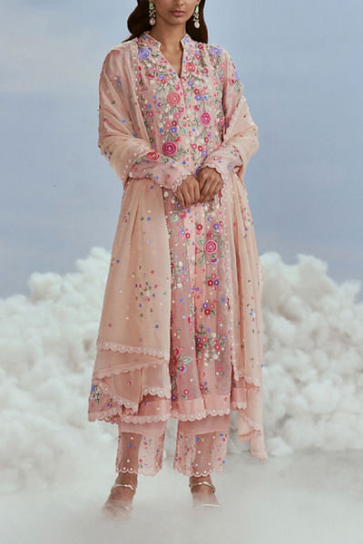 Blush floral embroidery kurta set