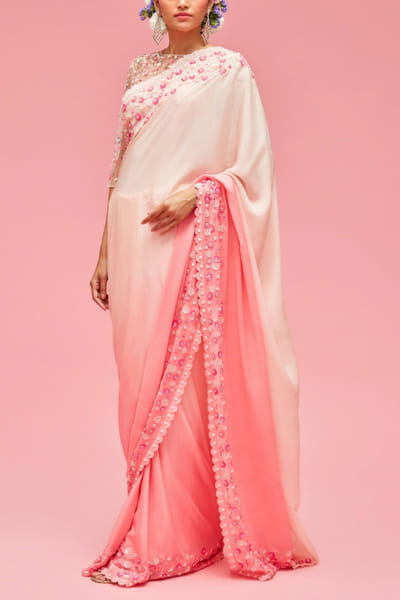Nachiket Barve Ombre shaded sari set NABMAY2203
