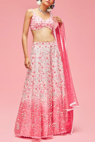 Pink shaded lehenga set