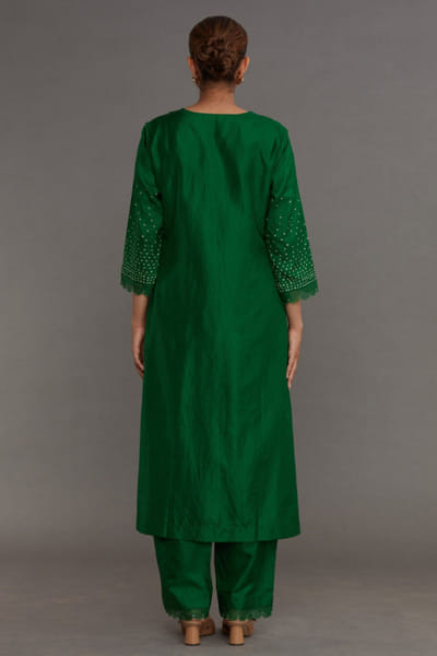 Naina Jain Green bandhani silk kurta set NAINJUN26D148493