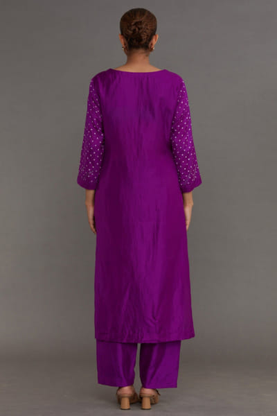 Naina Jain Purple bandhani silk organza kurta set NAINMAY26D145194
