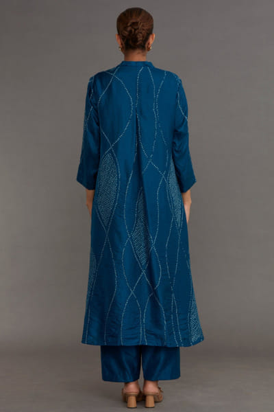 Naina Jain Navy blue bandhani silk kurta set NAINMAY26D145197