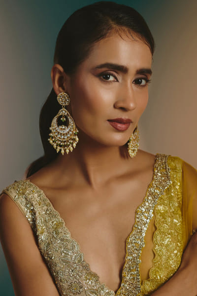 Namasya White kundan earrings NAMAAUG26D152841