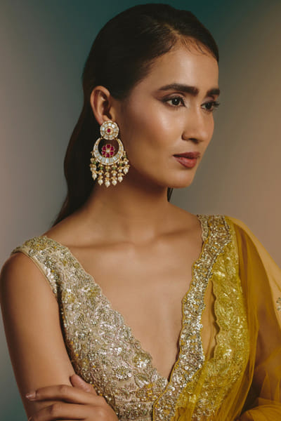 Namasya Grey and pink mother of pearl earrings NAMAAUG26D152852