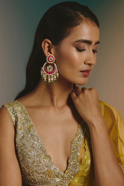 Namasya Pink kundan earrings NAMAAUG26D152853