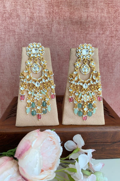 Namasya Multicolour stone kundan and bead chandbalis NAMAMAY26D144207