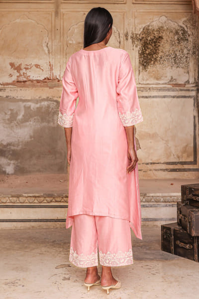 Charu Makkar Powder pink dori embroidered kurta set CHARMAY26D144142