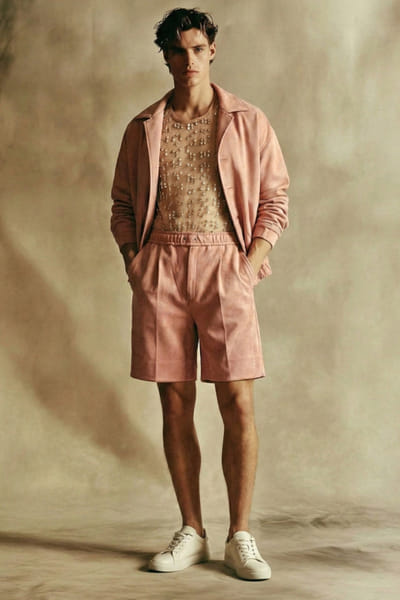 Nikita Mhaisalkar Salmon suede jacket and shorts set NIKIMAY26D144110