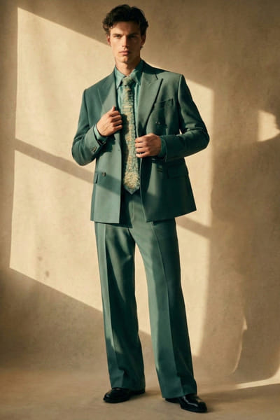 Nikita Mhaisalkar Smoke green blazer set NIKIMAY26D144129