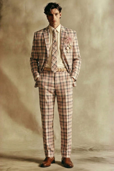 Nikita Mhaisalkar Pink plaid blazer and pant set NIKIMAY26D144134