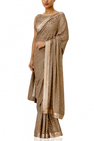 Mousse striped chiffon sari set