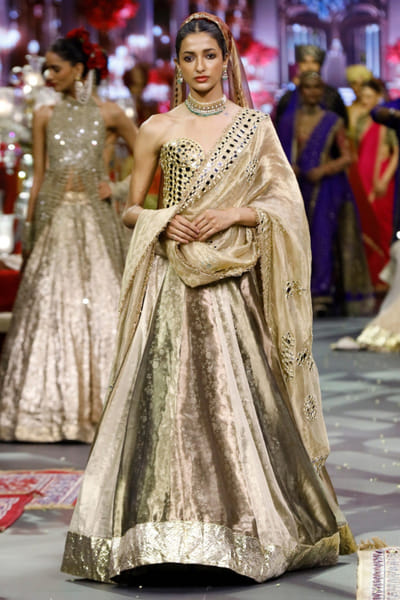 Itrh Multicoloured embroidered corset lehenga set ITRHMAY26D144226