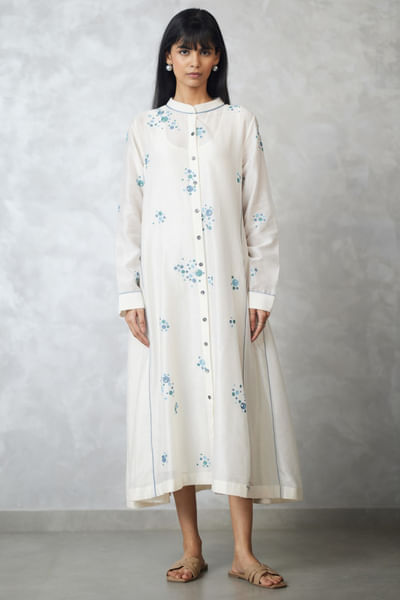 Ivory embroidered dress with slip