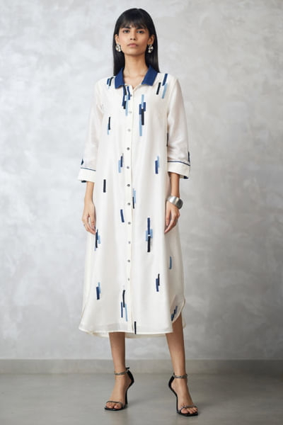 Ivory chanderi shirt dress