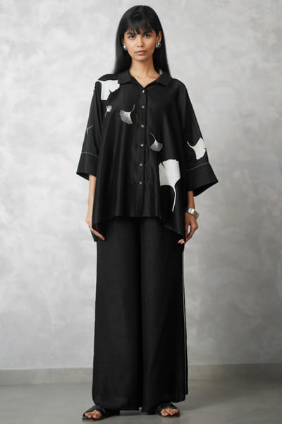 Nachiket Barve Black chanderi co-ord set NACSEP25D133499