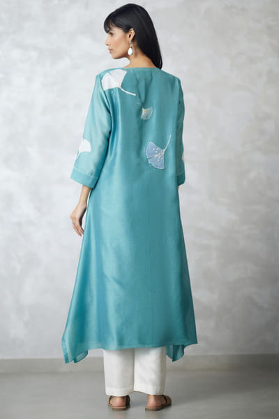 Nachiket Barve Seafoam and ivory chanderi kurta set NACSEP25D133503