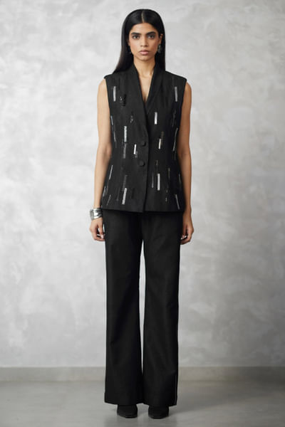 Black denim blazer co-ord set