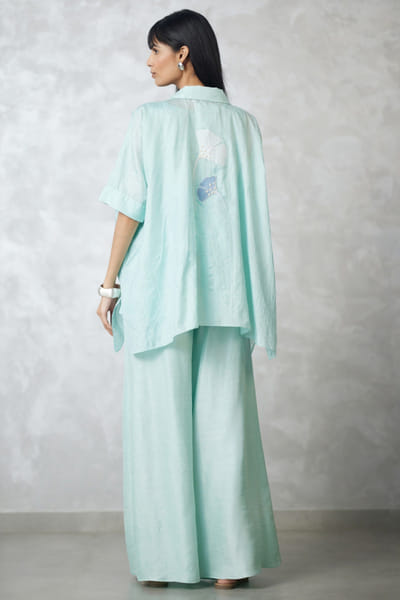 Nachiket Barve Seafoam crushed silk co-ord set NACSEP25D133500