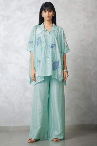 Nachiket Barve Seafoam crushed silk co-ord set NACSEP25D133500