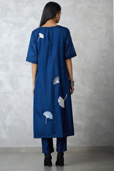 Nachiket Barve Indigo crushed silk kurta set NACSEP25D133504