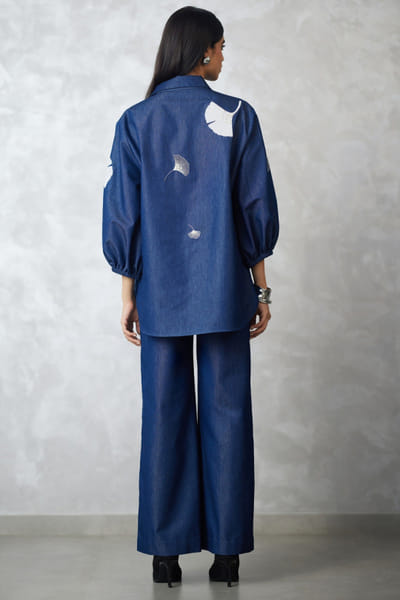 Nachiket Barve Dark blue denim co-ord set NACSEP25D133498