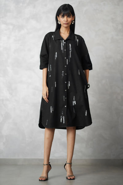 Black denim dress