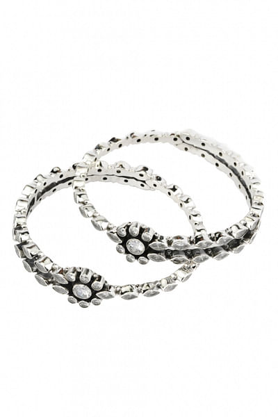 White and silver checkered bangles
