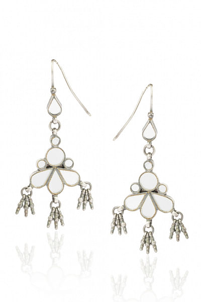 Silver ghungroo drop earrings