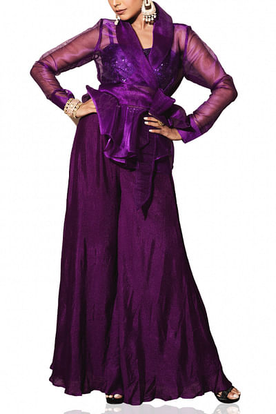 Purple wrap top & palazzo set
