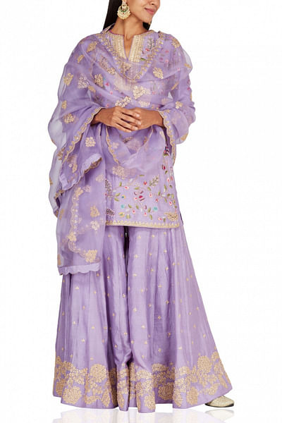 Lilac embellished sharara set