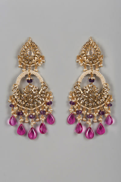 Kiara Jewellry Pink stone embellished earrings KIARJUN26D147189