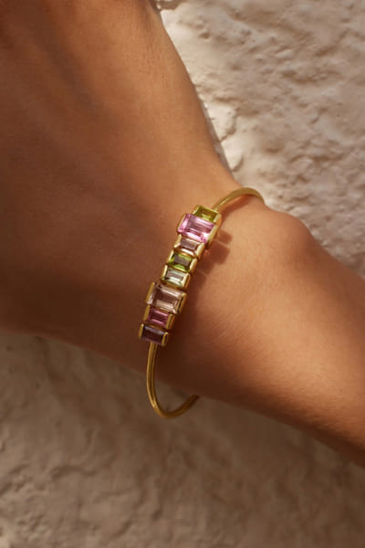 Miss Jo Multicoloured stone embedded cuff bracelet MISSMAY26D145527