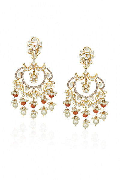 Gold and orange earrings