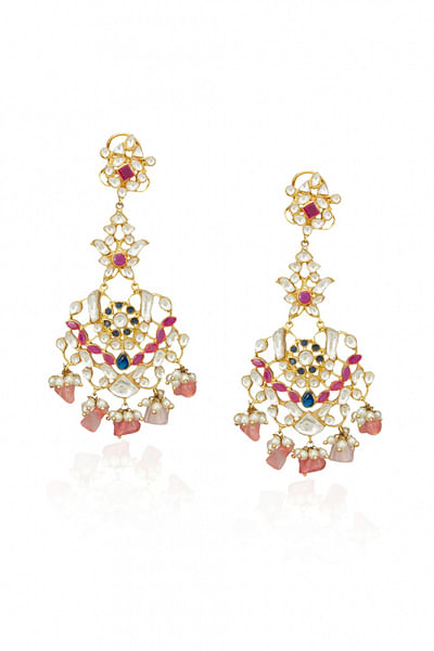 Gold and pink earrings
