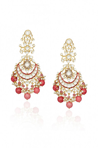 Gold and pink earrings