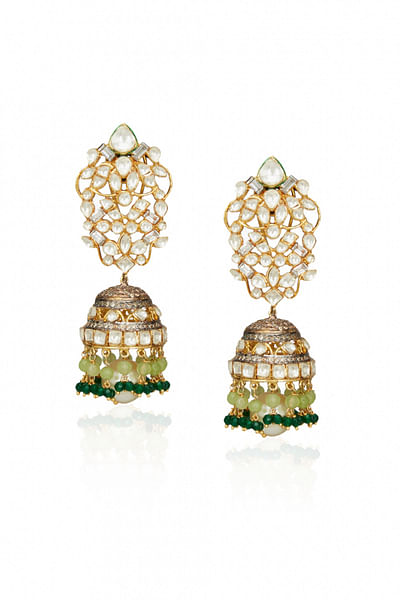 Gold and green earrings