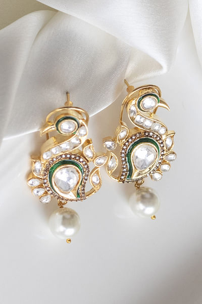 Gold finish polki earrings