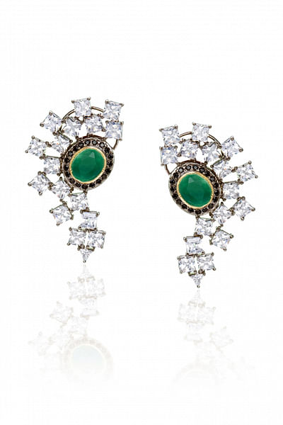 Zirconia and emerald stone earrings