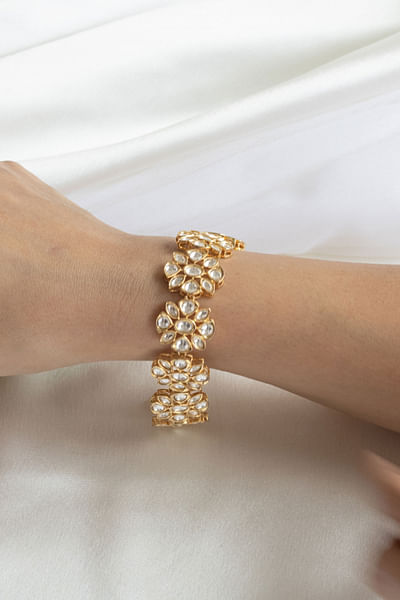 Gold finish floral bracelet