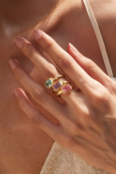 Miss Jo Multicolour stone encrusted stack rings MISSMAY26D145522