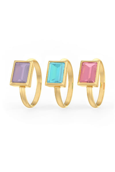 Miss Jo Multicolour stone encrusted stack rings MISSMAY26D145522
