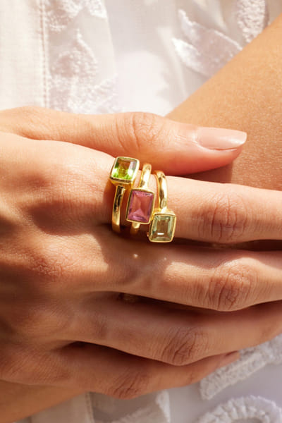 Miss Jo Multicolour stone embedded stack rings MISSMAY26D145523