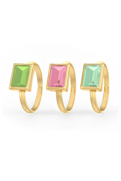 Miss Jo Multicolour stone embedded stack rings MISSMAY26D145523