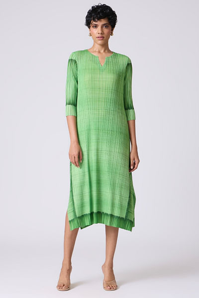 Green tonal abstract printed dress