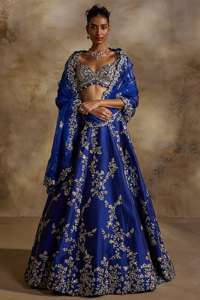Nitika Gujral Electric blue gota embroidered lehenga set NITIAUG26D153631