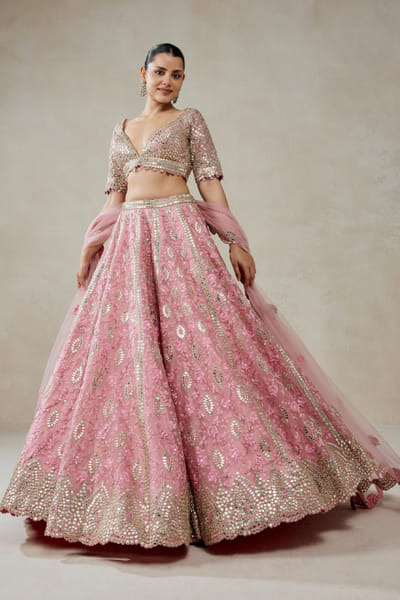 Nitika Gujral Pink mirror embroidered lehenga set NITIJUN26D146357