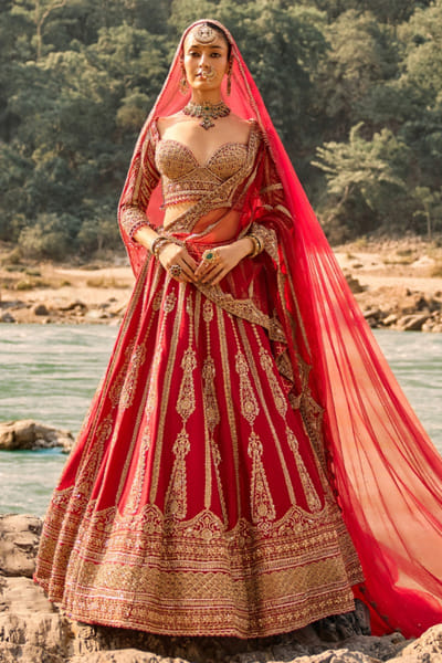 Nitika Gujral Red zardozi embroidered lehenga set NITIAUG26D152409